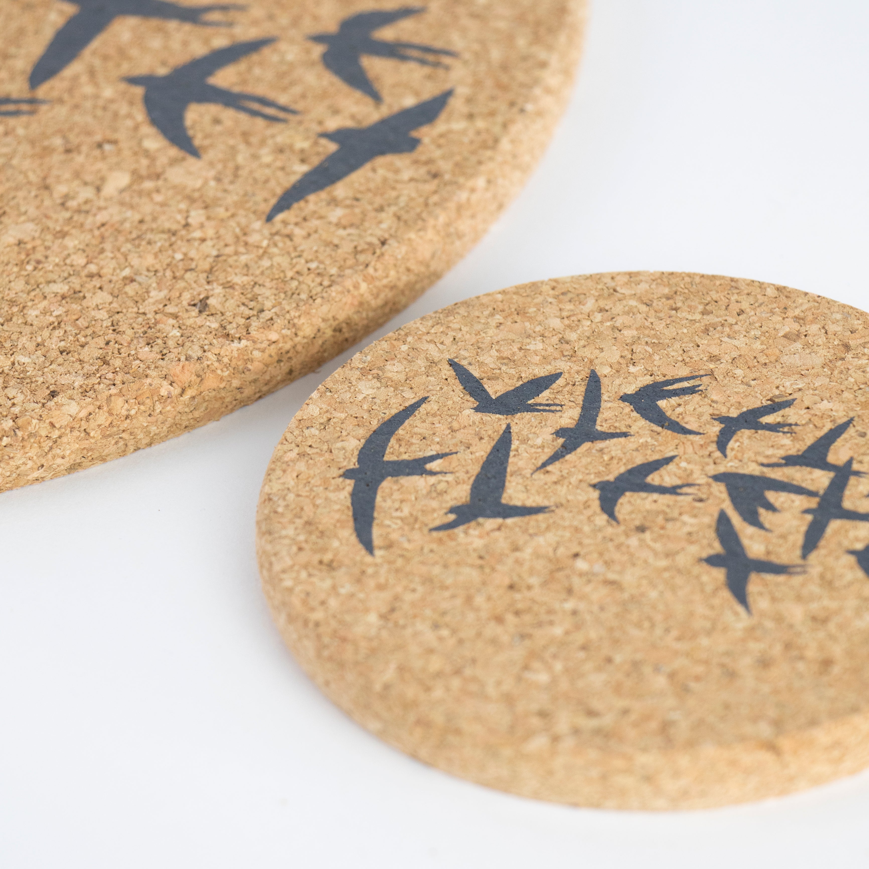 Cork Coaster - Swallow Print