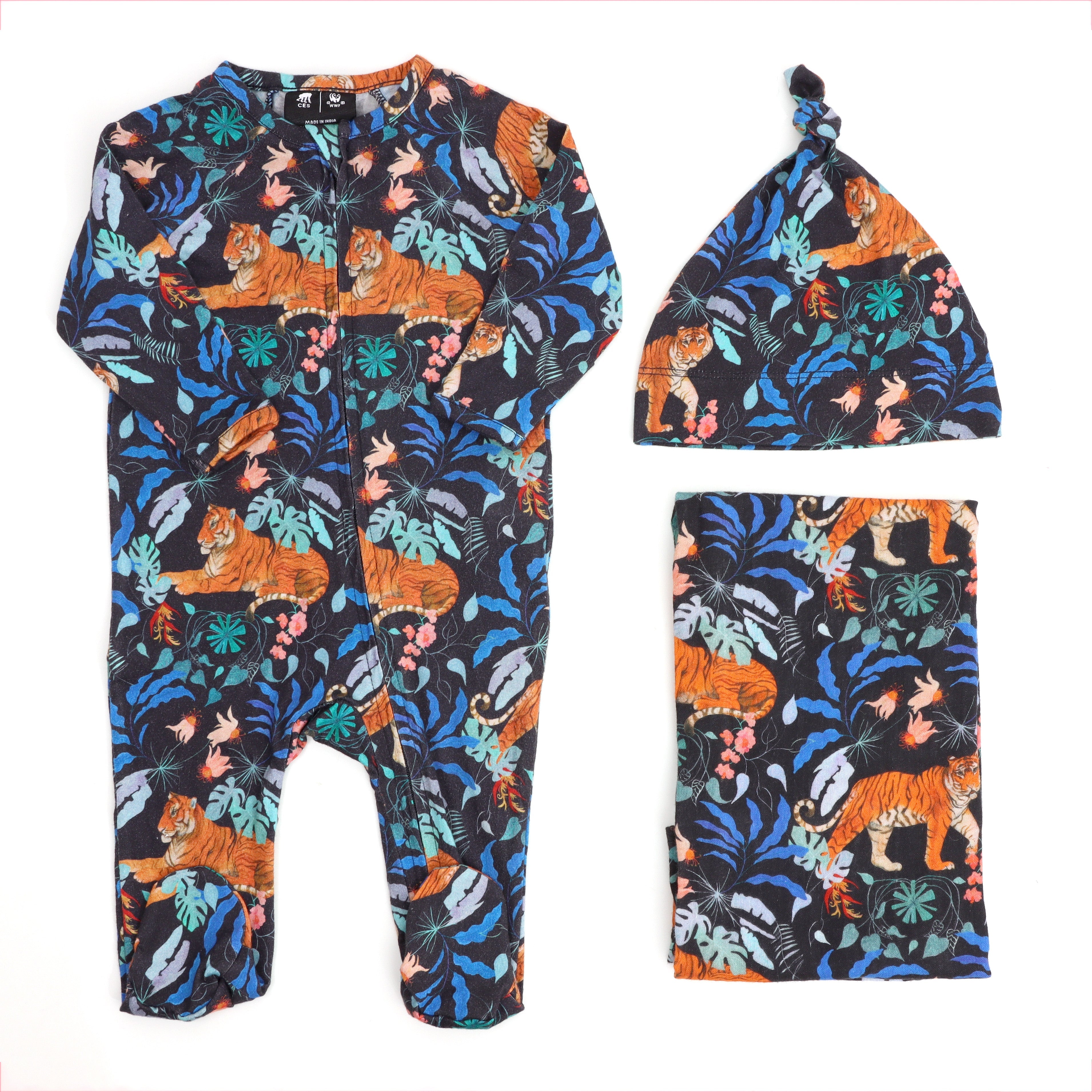 Critically Endangered Baby Romper Set - Tiger