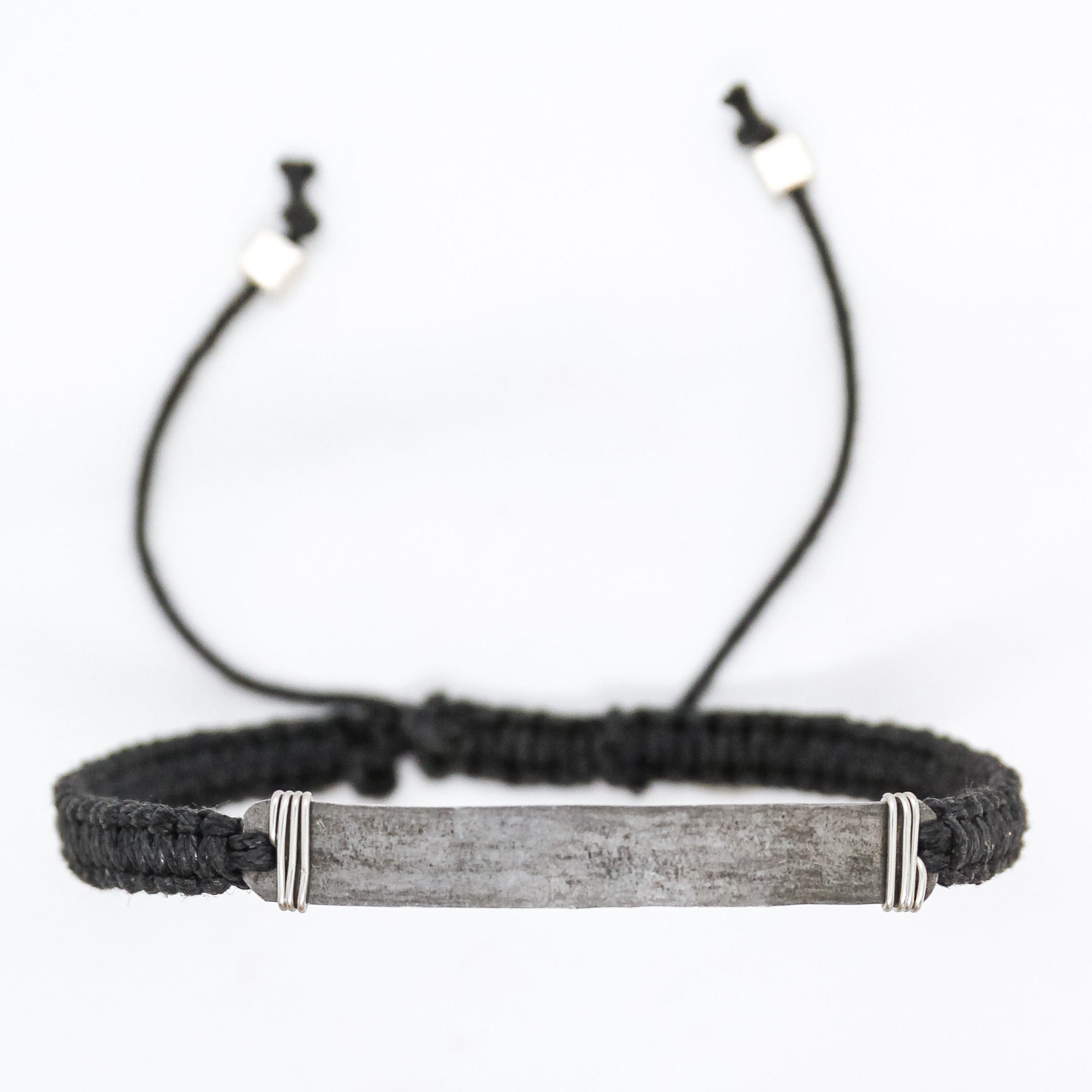 Hammered Snare Wire & Cord Bracelet