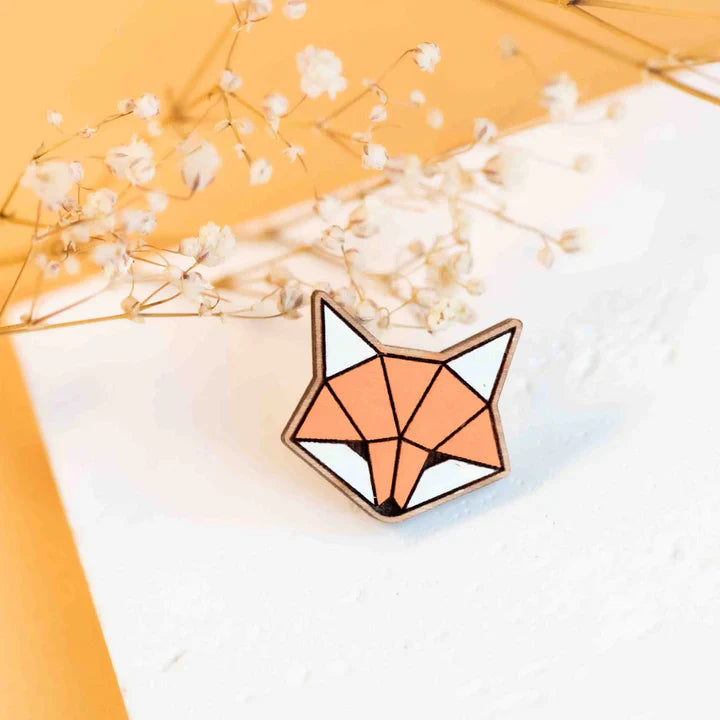 Hand-painted Wooden Pin Badge