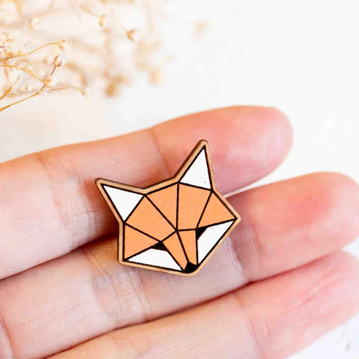 Hand-painted Wooden Pin Badge