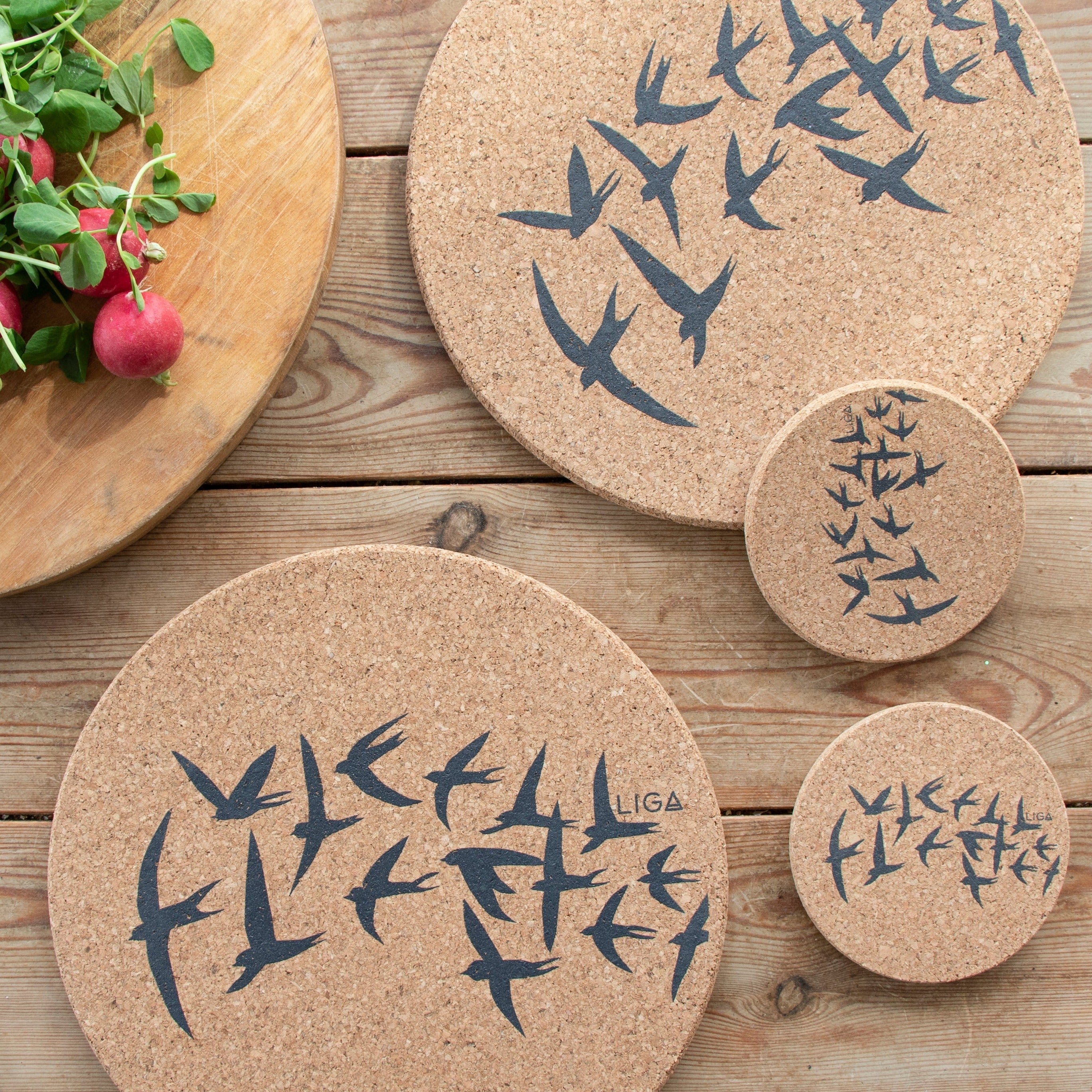 Cork Coaster - Swallow Print