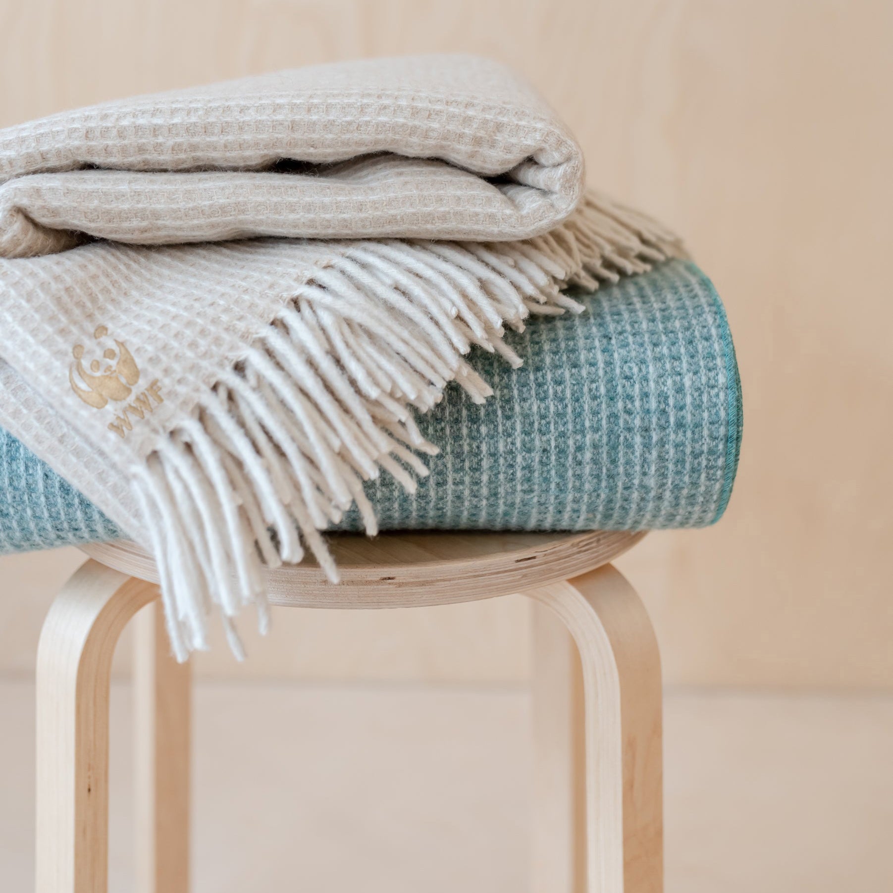 Recycled Wool Large Waffle Blanket